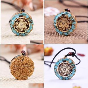 Pendant Necklaces Orgonite Energy Mehta Special Generator Angel Necklace Turquoises Crystal Emf Protection For Chakra Healing8204038 Dha4E