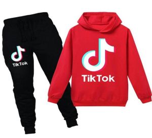 Barn trackdräkt pojkar casual kläder 2 stycken set byxor kostym tryck tik tok sport kostym för tjej tonåring långärmad tröja hoodie9045545