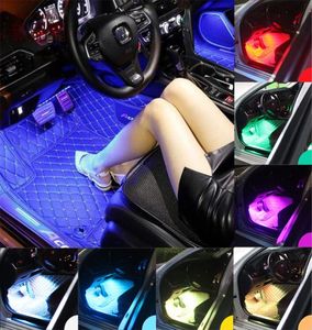 LED CAR FOOT LIGHT AMBIENT LAMP Remotemusicvoice Control Interior Floor Foot Decoration Light With Cigarette LED Atmosphere RGB6566652