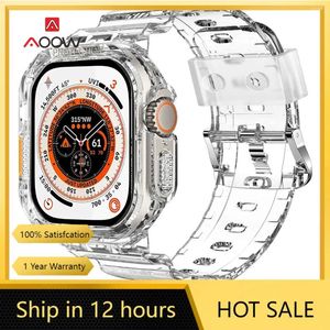 Watch Bands Transparent Strap For Apple Iwatch Ultra 8 7 6 5 49mm 40mm 41mm 44mm 45mm Men Women Clear TPU Waterproof Bracelet Band