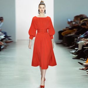Designer högkvalitativ vår sommar ny kvinnors modeparty sexig vintage elegant chic kort ärm veckad röd smal midi klänning