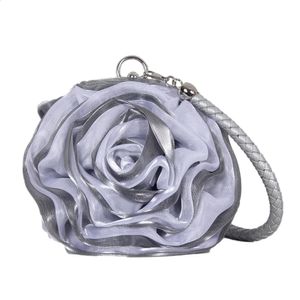 Nupcial rosa flor noite embreagem bolsa feminina pequena bolsa senhora seda casamento decorar festa dama de honra presente bolsas 240118