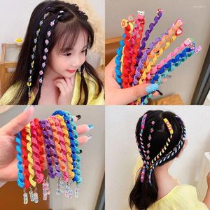Acessórios de cabelo colorido trança corda estilo plástico trançado banda elástica diy hairpins meninas