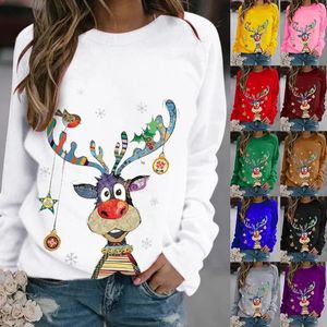 Mulheres Impresso Moletom Natal Novidade Jumpers Xmas Camiseta Tops Manga Longa Crewneck Casual Pulôver Camisa Plus Size S6XL 240129