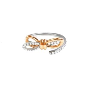 Swarovski Rings Designer Women Women Original Band Pierścienie Bowknot Rose Gold Crystal Ring Biżuteria Walentynki Prezent urodzinowy Prezent urodzinowy