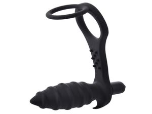 Silicone anal butt plug dupla vibração para homens g ponto massageador de próstata vibrador anal homens continuam a desfrutar do orgasmo products4810697