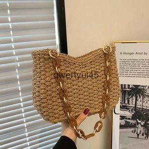 Bolsas de ombro Beac Fasion andmade Woven Soulder Bag Raffia Raan Sopping Boemian Ladies Summer Travel Vacation Casual Cains TotesH24219