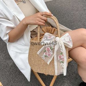 Shoulder Bags Boemia Lace Straw Bag Women andmade Raan Beac Large Capacity andle Vacation Travel Lady Purse TotH24219