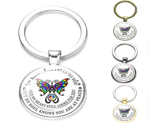 Kristna troende mitt sinne pratar fortfarande med din nyckelkedja för kvinnliga fjärilar Cross Pattern Glass Badges Keyring Men gadgets7141334