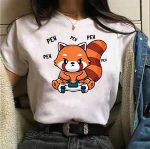 T-shirt da uomo T-shirt classica panda rosso Tshirt Uomo Donna T-shirt cool Harajuku Giappone Manga Cartoon Streetwear Camisetas oversize unisex