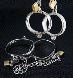 Rostfritt stål Restraint Handcuff Shackle Ankel handled manschetter bdsm slave fantasy sexig spel sexiga leksaker för par8309762