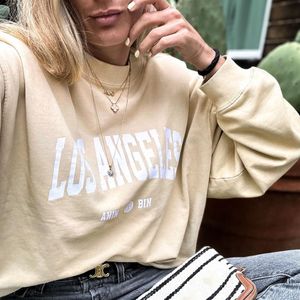 Felpa con stampa lettera vintage Donna Primavera Girocollo Manica lunga Cotone Felpe casual larghe Felpe retrò classiche streetwear Pullover di lusso Top Abbigliamento