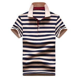Camiseta listrada de manga curta masculina verão na moda instagram versátil lapela camisa polo sensação de gelo metade superior vestuário
