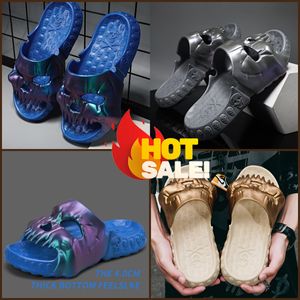 2024 Designer Hausschuhe Personalisierte Schädel Männer Sommer Outdoor Spaß Eva Slides Dicke Unterseite des Strandes Rutschfeste Freizeitsandalen EUR40-47