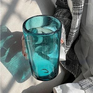 Copos de vinho copo de água de vidro medieval suco de frutas bolha verde retro caneca de café cocktail