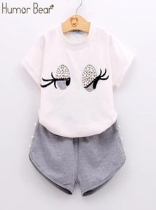 Humor Bear Baby Girl Clothes Girls Clothing Set Pearl Girls Set Lovely Toddler Girl tops Pants Baby Suit Kids Clothes 2103041613810