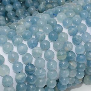 Loose Gemstones Natural Blue Lemurian Aquatine Calcite Round Beads 8.5mm-8.8mm