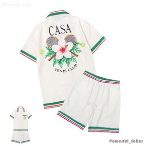 Casablanc-s 24ss Designer T-shirt da uomo Set Masao San Stampa Camicia casual da uomo e camicia corta da donna in seta allentata T-shirt da uomo di alta qualità T-shirt da trasporto gratuita 1782