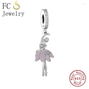 Lösa ädelstenar fc smycken passar original pan charms armband 925 sterling silver balett flicka dans ballerina pärla gör för dotter