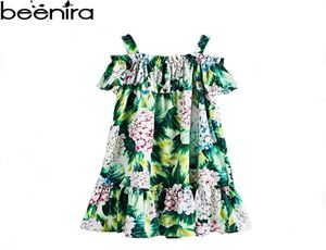 Blume Girls Kleid Marke Mädchen Hordera schulterfreier Druck Pary Kleider Baby Prinzessin Bohemian Ballkleid Kleidung für Beach307o8453278