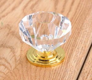 Mode Deluxe Diamond Head Drawer Cupboard Knobs S Clear Crystal Gold Dresser Kök Skåp Dörrhandtag Knob1370597