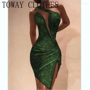 Ethnic Clothing Dress for Women 2024 Seksowne cekinowe asymetryczne imprezowe szczeliny Bodycon High Taist Tleevelss cekinowe mini wieczorne wetidos