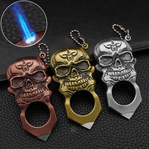 Ad79 Creative Finger Button Direct Charge Lighter Metal Keychain Windproof Inflatable Cigarette Set GLOY