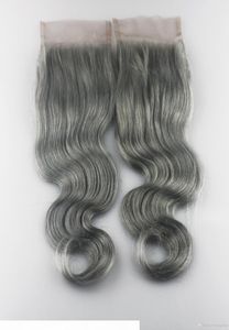 selling 4x4 Grey Lace Closure Human Hair Brazilian human Virgin Hair Body Wave Swiss Lace closure7766603