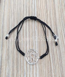 Bransoletka Silver and Black Cord Silueta Authentic 925 Srebrne bransoletki pasują do europejskiej biżuterii w stylu biżuterii Andy Jewel 912243168