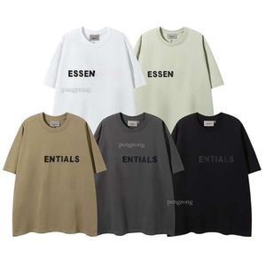 Мужская дизайнерская футболка Ess Одежда Белая рубашка из ткани Essentialcloth Пара с короткими рукавами High Street Loose Tide Бренд с круглым вырезом и надписью Summer High Loose Trend 103