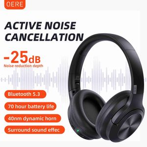 Handy-Ohrhörer, kabellose Kopfhörer, QERE E80 Kopfhörer, Bluetooth 5.3, ANC, Geräuschunterdrückung, hochauflösendes Audio, Over-the-Ear-Headset, 70H, 40-mm-Treiber, 2,4 G, YQ240219