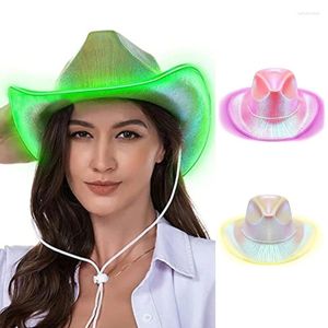 Berretti LED illuminati da cowgirl cappello sposa matrimonio Po costume puntelli estate all'aperto donna ragazza multicolore può scegliere