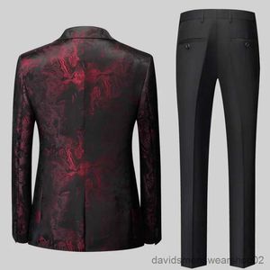 Męskie garnitury Blazers Mens Business Bankiet Jacquard Suit 3piece Gentlemens Court Clothing Men Men Party Party Groom Dress Mężczyzna Blazery + spodnie + kamizelka