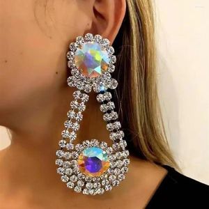 Dangle Earrings Big Size Crystal AB Statement Queen Drop Jewelry For Women Luxury Rhinestone Wedding Long Accessories