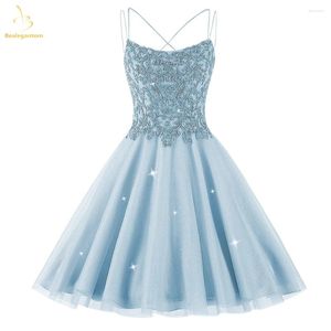 Partykleider Bealegantom Spitze Perlen Spaghetti Homecoming Sparkly Tüll Pageant Kurzes Abschlussball-Cocktailkleid Vestidos de Graudation