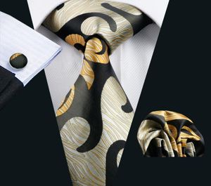 Abstract Yellow Mens Tie Pocket Square Cufflinks Set 85cm Width Meeting Business Casual Party Necktie Jacquard Woven N11821091524