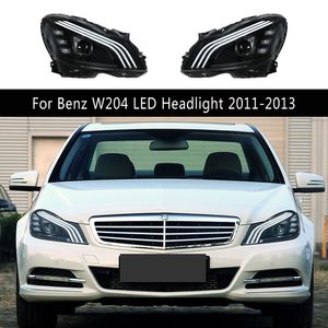 Lâmpada dianteira estilo do carro para mercedes benz w204 c200 c260 c300 conjunto de farol led 11-13 drl luzes diurnas streamer sinal de volta