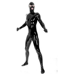 Pełna okładka Men039s lateksowy catsuit seksowny fetysz erotyczne kostiumy gumowe body dla człowieka kombinezon dostosowywania rozmiarów