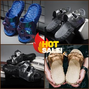 2024 Hausschuhe Sommer personalisierte Schädel Slides für Frauen Männer weiche EVA könnte Slipper flache Unisex Strand Sandalen Casual Paar Spaß Flip Flops