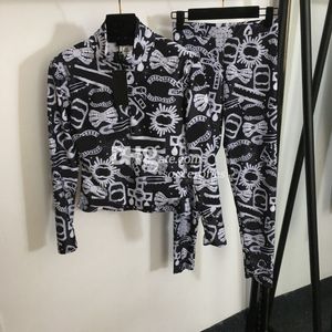 Vintage Print Yoga Outfit Desinger Long Sleeve Tracksuit For Women Yoga Outfit Casual Gym Yoga Set Jogging Sportswear