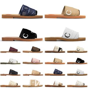 chloe woody sandals slides 유명 여성 디자이너 Mules 베이지 화이트 블랙 핑크 레이스 자모 천 캔버스 슬리퍼 여성 여름 아웃도어 신발 【code ：L】