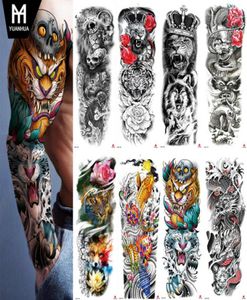 Sexy Waterproof Temporary Tattoo Sticker Full Arm Sleeve Large Skull Tatoo Stickers Decals Body Art Fake Tattoos for Men Women1394681