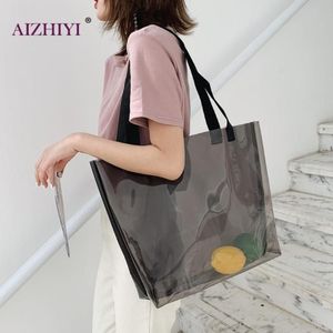 2020 New Fashion Clear Women Handbag Transparent Shoulder Bag Female Casual Large Capacity Summer Beach Shopping Totes251T