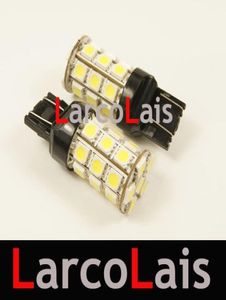 2 pçs branco 27 led 7443 t20 5050 freio de volta do carro reverso cauda indicador único parar lâmpada lamp2305075