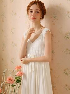 Женская одежда для сна, французская винтажная ночная рубашка без рукавов, милая пижама принцессы из модала, ночная рубашка, женская летняя сказочная ночная рубашка в викторианском стиле