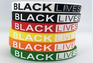 6 Farben „Black Lives Matter“-Armbänder Silikon-Armband-Armband mit Buchstabendruck, Gummi-Armbänder, Party-Geschenk, Ganzes KJJ5045076