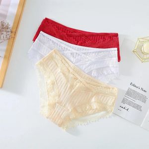 Calcinha feminina mulheres algodão sexy renda briefs cor sólida respirável cueca feminina roupa interior moda íntima lingerie brasileira