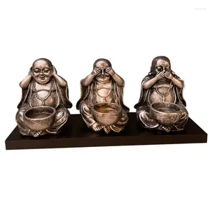 Подсвечники «Три запрета», держатель для украшения статуи Будды «Не смотри, слушай, поговорим о дзен, поделки Майтрейи, домашний декор»