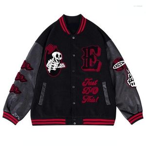 Herrjackor Män American Hip-Hop Letter Mönster Flocking Brodery Jacket Male Y2K Street Retro Baseball Uniform Par Casual