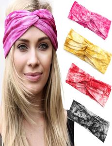 DHL Women039S Tiedye Turban pannband Elastiska stretchhårband Fashion Accessories Pannband Sport Yoga Headwrap Spa Hea2144809